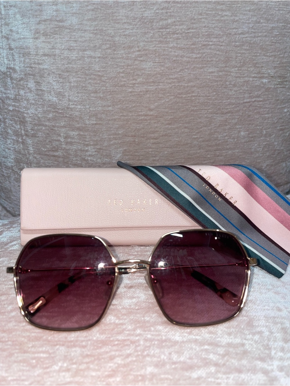 Ted Baker Gold Frame Sunglasses with Mauve Lenses